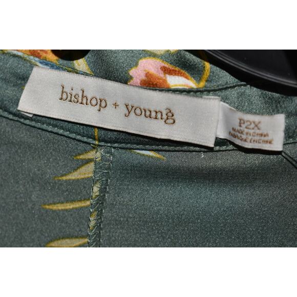 BISHOP‎ + YOUNG NEW $108 Button Down Belted Dress in Teal Floral 2XP - Picture 5 of 5